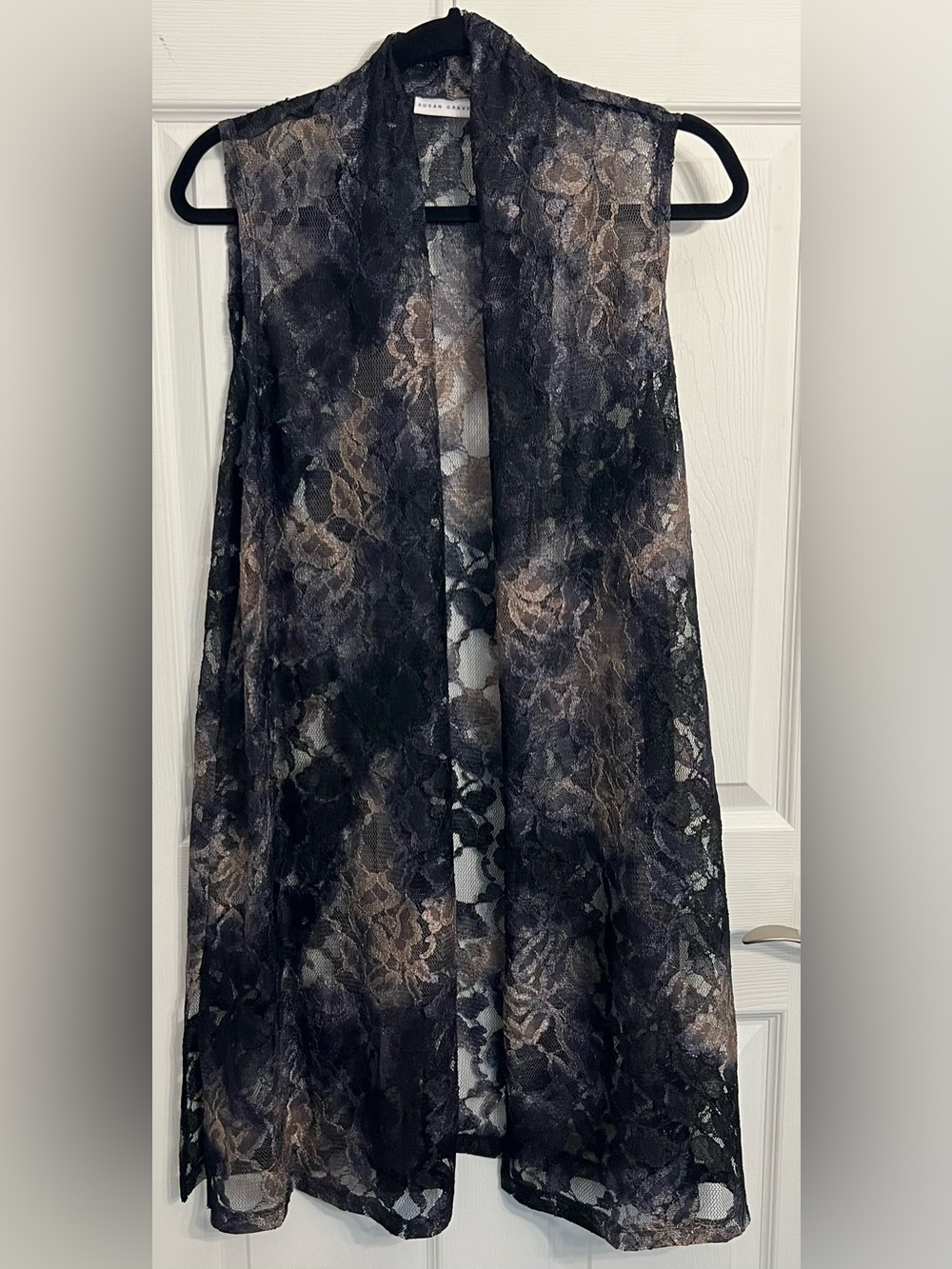 Susan Graver - Black and Taupe Lace Vest